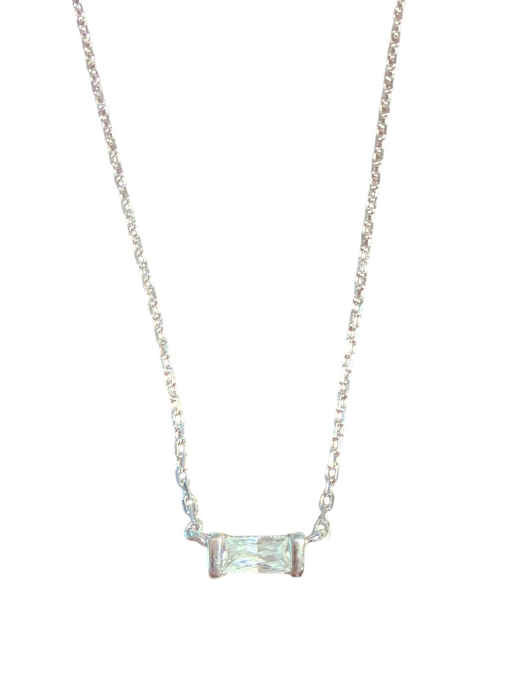 Kendra Scott Silver 19” Clear CZ Crystal Bar Necklace